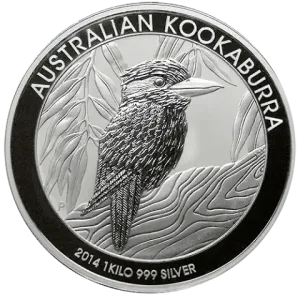 Kookaburra Sølvmynt 1kg 2014 i kapsel