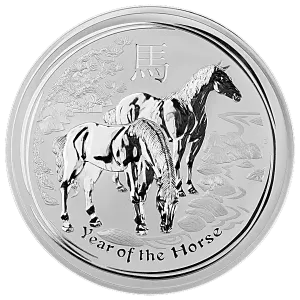 Year of The Horse Sølvmynt 1 kilo 2014 i kapsel